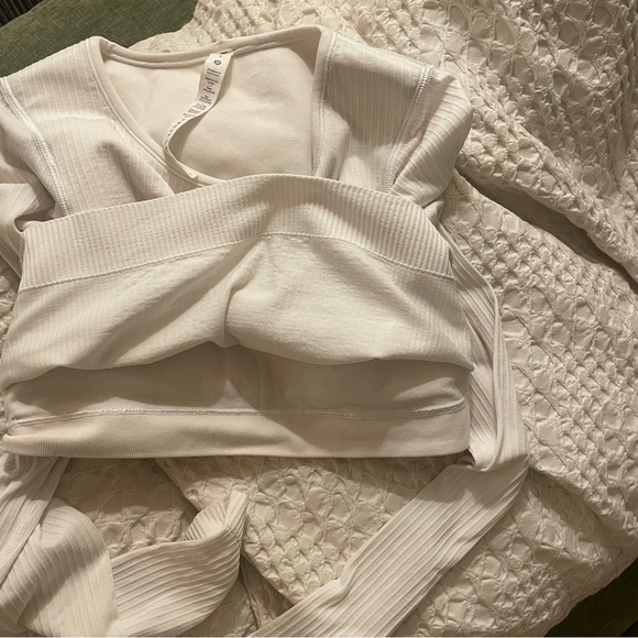 lululemon White Ribbed Long Sleeve Top - Picture 4 of 4